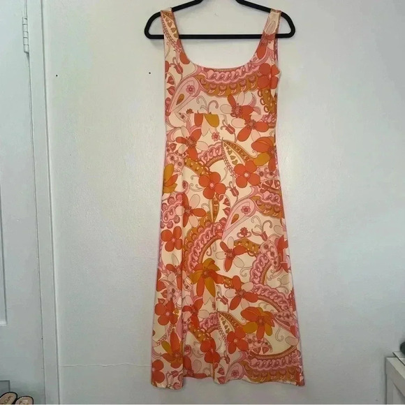 Barami Vintage Vibrant Floral A-Line Summer Dress Sleeveless Flattering‎ Sz S - Picture 3 of 13